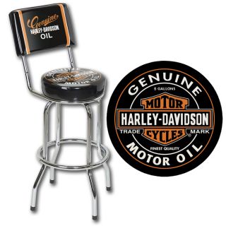 Harley Davidson® Oil Can Bar Stool w Backrest