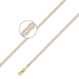 10K Yellow 2 Tone Gold Mariner Chain Necklace 2 9mm 24