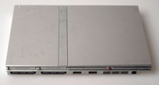 Sony Playstation 2 Console, slim edition in silver.