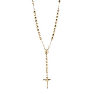 14k Gold Filled Rosary Necklace w Cross Pendant 24