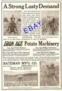 1918 Bateman Iron Age Potato Machinery Ad Grenloch NJ