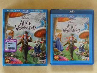 Alice in Wonderland Blu Ray DVD 3 Disc Set Mint Slipcover