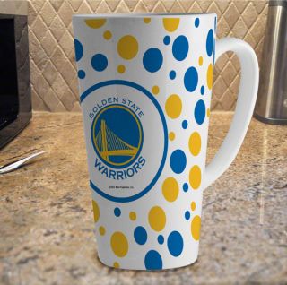 Golden State Warriors 16oz White Polka Dot Latte Mug