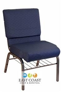 21 Oversized Commercial Navy Blue Fabric Stacking Church Chair