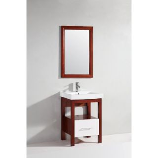 Legion Furniture 24 Single Bathroom Vanity Set with Mirror in Brown