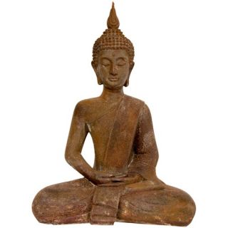 17 Thai Sitting Zenjo Buddha Statue in Faux Rust Oxidized Iron Patina