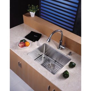 Kraus 23 Undermount Single Bowl Kitchen Sink with 14.9 Faucet in