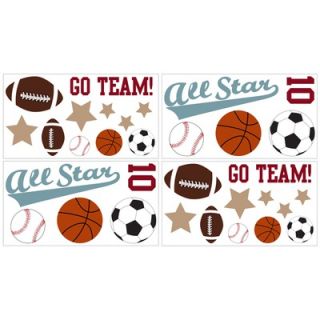 Sweet Jojo Designs All Star Sports Wall Decals Sheets (Set of 4