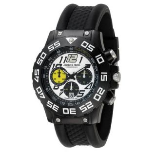 Jacques Farel Chronograph Mens Watch with Black Rubber Band