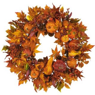Nearly Natural 28 Harvest Wreath in Russet and Gold