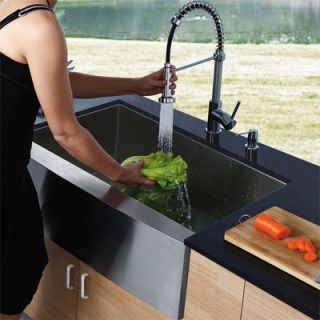 Vigo 33 x 22.25 Farmhouse Single Bowl Kitchen Sink with Faucet and