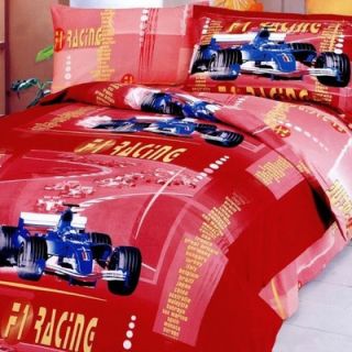 Le Vele F1 4 Piece Twin Junior Duvet Cover Bedding Set in Red