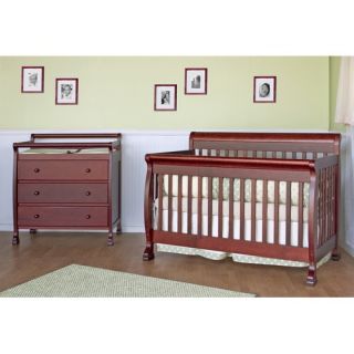 Kalani Two Piece Convertible Crib Set with Toddler Rail in Cherry