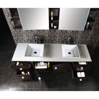 Virtu Ultra Modern Clarissa 61 Double Bathroom Vanity Set with Stone