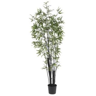 Nearly Natural 72 Silk Black Bamboo Tree in Green