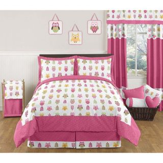 Happy Owl Pink 3 Piece Full/Queen Bedding Set