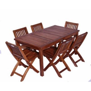 JazTy Kids Teak Rectangle Table and Chair Set with 6 Folding Chairs