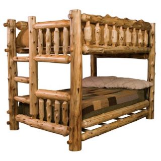  Lodge Traditional Cedar Log Bunk Bed with Built In Ladder   101 VC