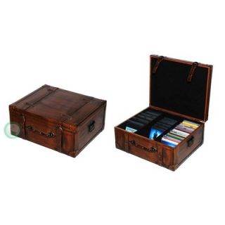 Quickway Imports Vintage Style Leather Suitcase   CD Case   QI003049