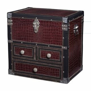  Storage Chest with Drawers in Maroon Faux Croc and Espresso   117 010