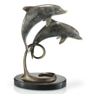 SPI Home Double Dolphins on Marble Base Statue