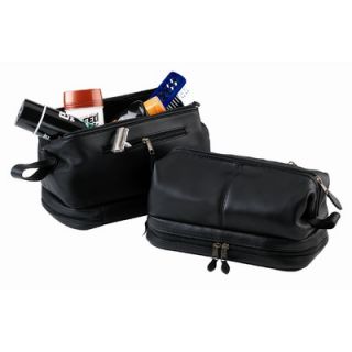 Royce Leather Toiletry Bag with Zippered Bottom Compartment