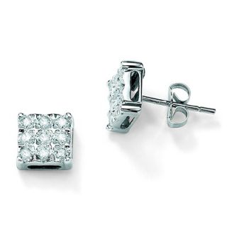 Palm Beach Jewelry Diamond Square Pierced Earrings
