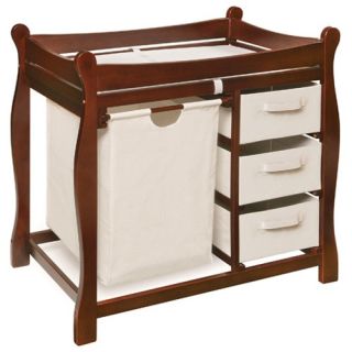 Cherry Sleigh Style Changing Table with Hamper