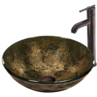 Vigo Sintra Glass Vessel Sink with Single Handle Faucet in Oil Rubbed