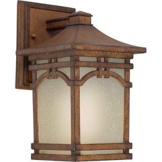 Forte Lighting One Light Outdoor Wall Lantern with Umber Linen Shade
