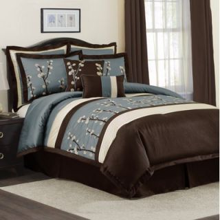Lush Decor Cocoa Flower Bedding Collection in Blue / Brown   Cocoa