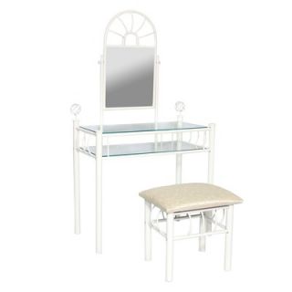 Hazelwood Home Vanity and Upholstered Bench in White   200 6032