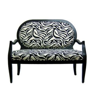 Royal Manufacturing Black Frame Settee with Zebra Fabric   158 01