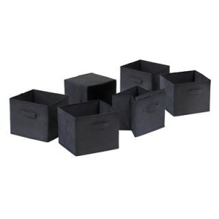 Winsome Capri Storage Shelf with 6 Foldable Black Fabric Baskets