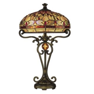 Dale Tiffany Dragonfly Two Light Table Lamp in Antique Golden Sand