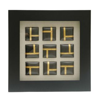 Black/Gold Squares Wood and Fiberglass Shadow Box   24 x 24