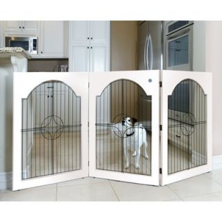 Majestic Pet Universal Free Standing Wood and Wire Pet Gate in White