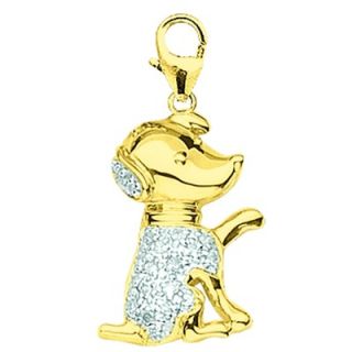 EZ Charms 14K Diamond Dog Charm in Yellow Gold