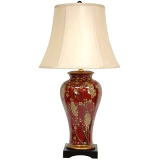 Oriental Furniture Sakura Blossom Vase Lamp in Dark Red   JCO X8789