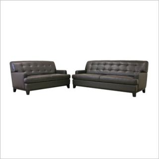  Studio Adair Modern Leather Sofa Set in Brown   1287 206 2pc Sofa Set