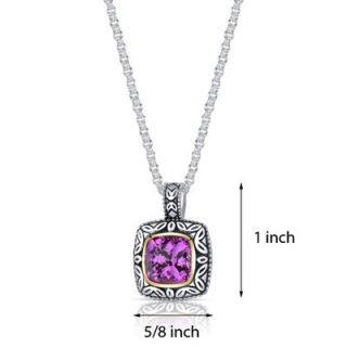 Oravo Cushion Cut 5.75 Carats Pink Sapphire Antique Style Pendant in