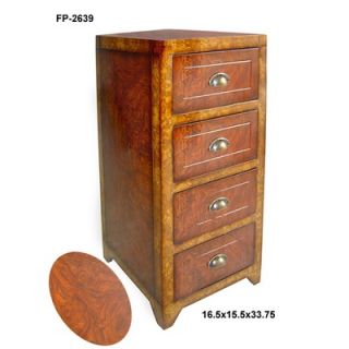 Cheungs Rattan Wooden Cabinet with Four Drawers and Scoop Handle
