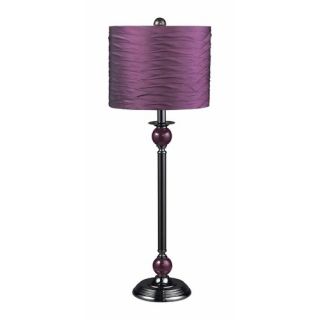 Metal Buffet Lamp with Pleated Shade in Purple