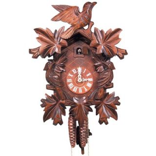 Black Forest Cuckoo Clock with 5 Leaves and Walnut Finish
