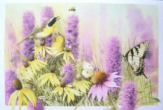  Bastin Bird Butterflies Bee Flowers Inspirational Blank Greeting Card