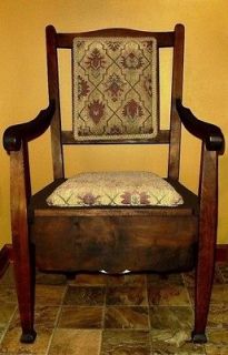 Antique, c. 1860, wood, mahogany, adult commode/potty arm chair and