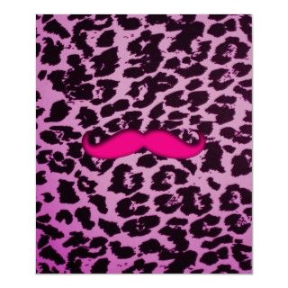 Cute funny pink mustache girly purple leopard skin posters