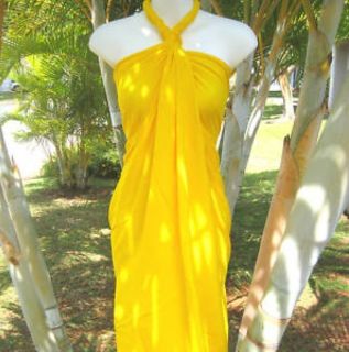 Sarong Solid Yellow Hawaiian Luau Honeymoon Cruise Pareo Wrap Dress
