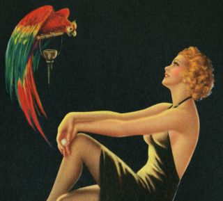 1938 Art Deco Bradshaw Crandell Jazz Age Pin Up Print Radiant Redhead