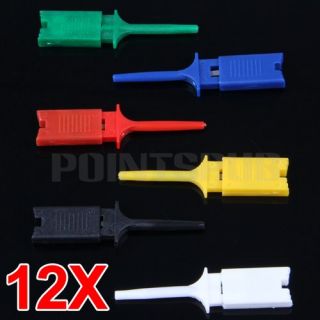 12x Grabbers Probes SMD IC Hook Test Clip Cable 6 Color